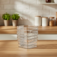 Vorratsdosen-Set, 6-teilig, quadratisch, Kunststoff, stapelbar, Akkaya