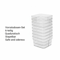 Vorratsdosen-Set, 6-teilig, quadratisch, Kunststoff, stapelbar, Akkaya