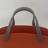 Einkaufskorb Kunststoff, Orange, Kroko-Optik, mit stabilen Griffen, Modell M1