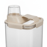 Vorratsdose 2,5 Liter luftdicht, Kunststoff, transparent/beige, mit Messskala