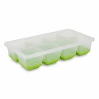 Eiswürfelform mit Deckel, 8 Fächer, Kunststoff, grün, leichte Entnahme