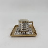 Kaffeetassen Set Porzellan, Gold Schwarz Weiß, Ahnaya M3 Tassenset