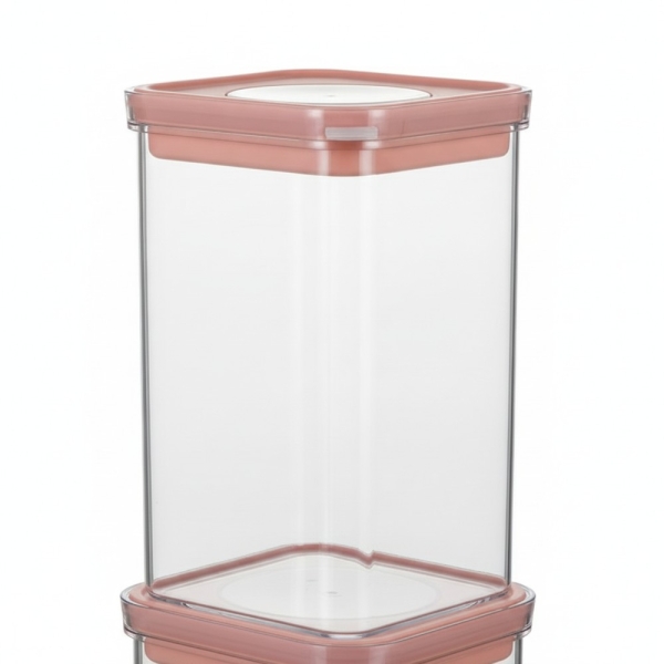 Vorratsdose luftdicht quadratisch, Größe L, Kunststoff transparent, Drehverschluss