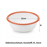 Küchenschüssel Kunststoff 32 cm, Größe M, Weiß/Orange, für Küche