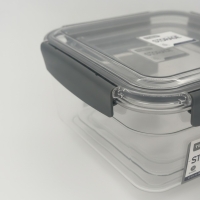 Frischhaltedosen-Set 3-teilig, quadratisch, luftdicht, Transparent/Grau, TINGLI STORAGE
