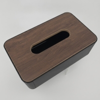 Taschentuchbox PU-Leder 22x13x8 cm Schwarz, Kosmetiktücherbox Wohnzimmer Büro