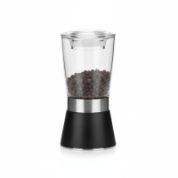 Pfeffermühle Glas 170 ml, manuelle Gewürzmühle, Schwarz-Silber, GUILNE
