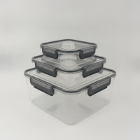 Frischhaltedosen Set 3-teilig, luftdicht mit Clipverschluss, transparent, Akkaya