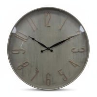 Wanduhr Grau Metalloptik rund mit Ziffern in...