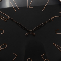 Wanduhr groß 50 cm Metall Glas Schwarz-Kupferfarben, Quarzwerk akkaya