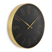 Wanduhr schwarz gold rund, Metall, arabische Ziffern,...