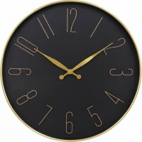 Wanduhr schwarz gold rund, Metall, arabische Ziffern, Design Wohnzimmer