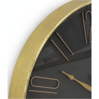 Wanduhr schwarz gold rund, Metall, arabische Ziffern, Design Wohnzimmer