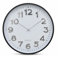 Wanduhr Quarzwerk, Silber Ziffern, Schwarz-Weiß,...