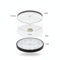 Wanduhr Quarzwerk, Silber Ziffern, Schwarz-Weiß, Kunststoff-Metall, für Wohnbereich und Büro