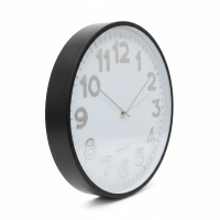Wanduhr Quarzwerk, Silber Ziffern, Schwarz-Weiß, Kunststoff-Metall, für Wohnbereich und Büro