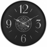 Wanduhr schwarz rund, Metall, analog, modernes Design für Wohnzimmer und Küche