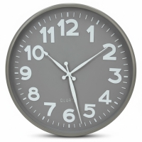 Wanduhr rund, Quarzuhrwerk, Kunststoff grau, analoge...