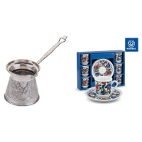 KayaHome Cezve No 6 Induktion 350 ml Mokka-Set mit 6 Moccatassen