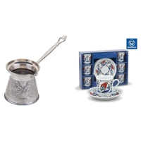 KayaHome Cezve No 6 Induktion 350 ml Mokka-Set mit 6 Moccatassen
