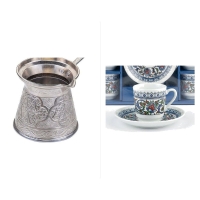 KayaHome Cezve No 6 Induktion 350 ml Mokka-Set mit 6 Moccatassen