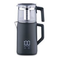 Korkmaz Demmatik Smart Teekocher-Set 1,7 L mit Glaskanne 1,2 L & Teeglas-Set für 6 Personen, Schwarz