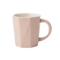 Kaffeebecher 4er-Set aus Keramik, 325 ml, achteckig, gesprenkelt in Pastellfarben, Akkaya