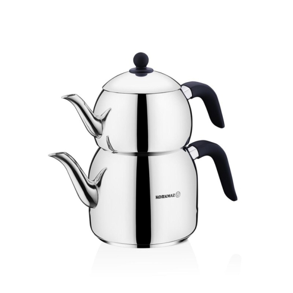 Korkmaz Teekanne aus Edelstahl Induktion Retro Tea Pot Set