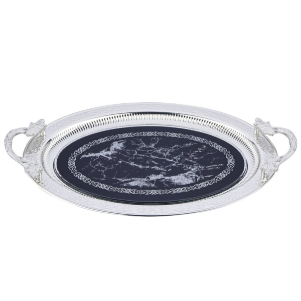 Dalgic gümüs 20193MD Serviertablett Oval m Glas Silber L