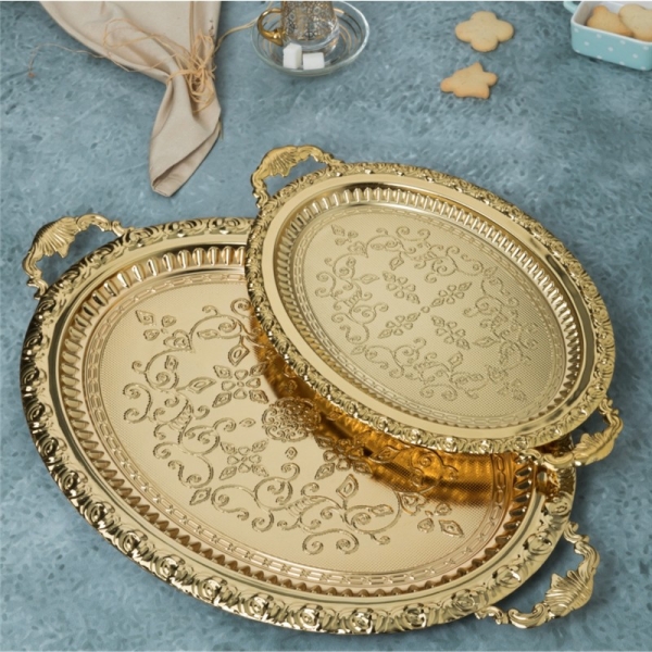 Dalgic gümüs 2220SET2A 2tlg Oval Metallserviertablett Gold