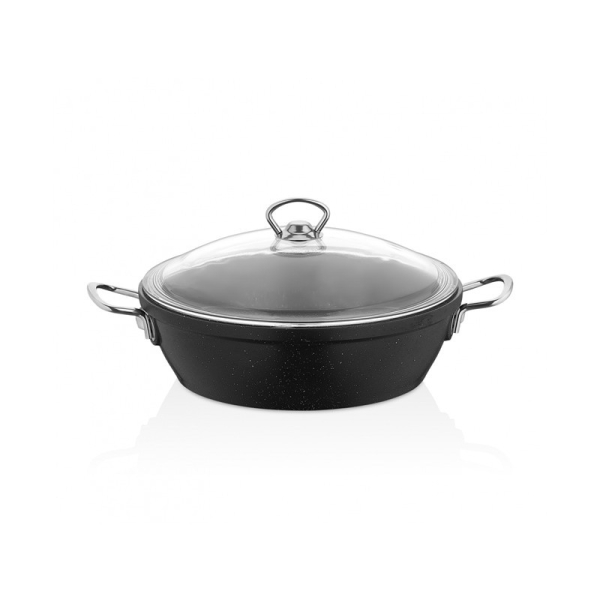 Tac Induktion Gravita Flacher Topf aus Gusseisen 24 cm Schwarz