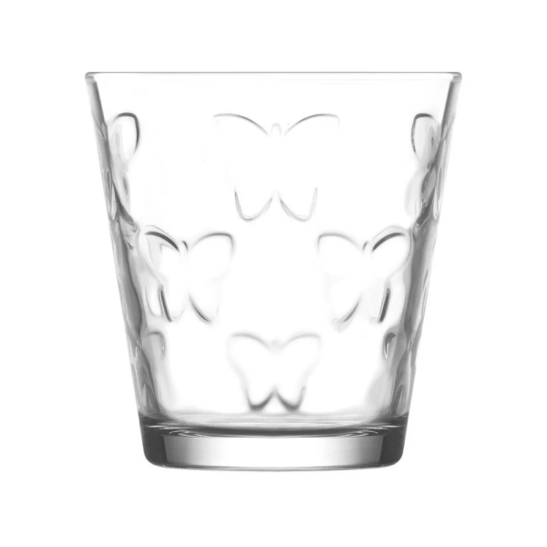 LAV Gläser Set Kelebek 255ml 3er Set aus Glas mit Schmetterlingsmuster für Wasser Saft Cocktail Kelebek
