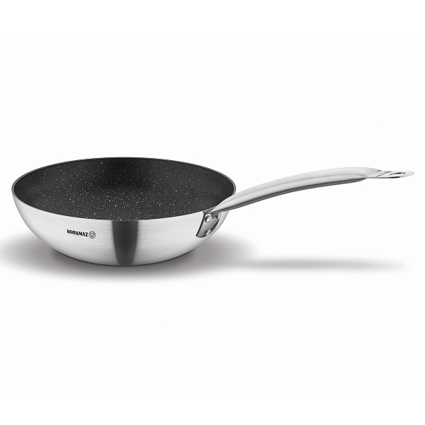 Korkmaz Gastro Bratpfanne Edelstahl rostfrei 40cm x 7 1cm circa 9 Liter fuer Gastronomie und Profikueche