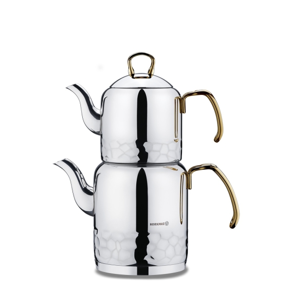 Türkische Teekanne Caydanlik Edelstahl Korkmaz ERNA 4 Teilig Induktion