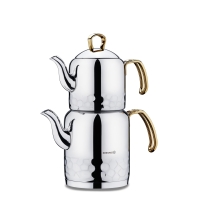 Türkische Teekanne Caydanlik Edelstahl Korkmaz ERNA...