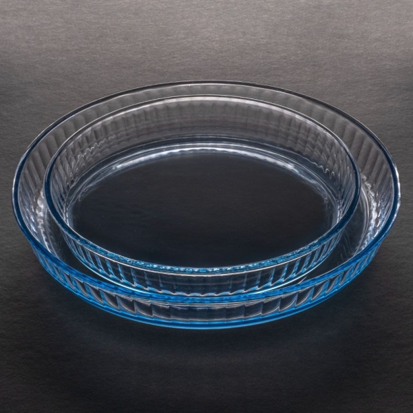 Borart Auflaufform Set 2-teilig rund, Ø 26 + Ø 32 cm, Glas, ofen- und mikrowellenfest